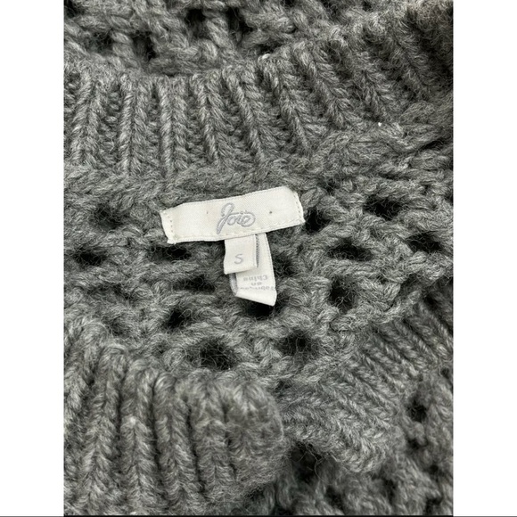Joie Sz S Wool Acrylic Gray Open Cable Knit Cardigan Chunky Sweater Womens - Picture 5 of 6